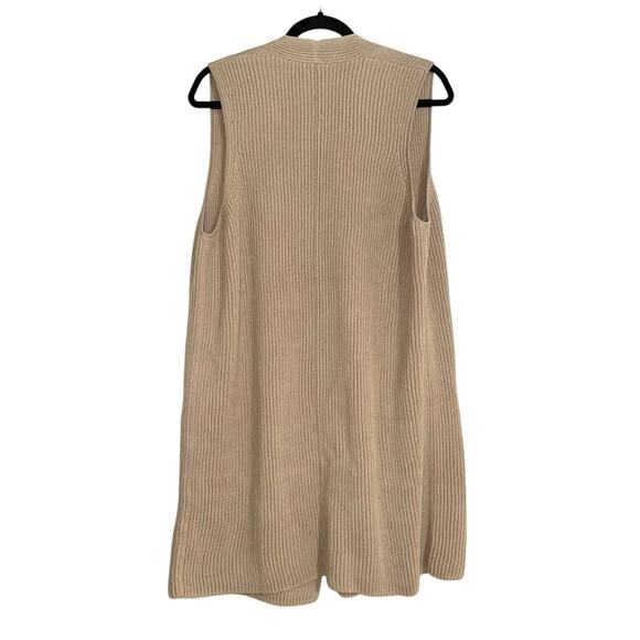 NWT Splendid Juliet Open Front Mid Length Tan Knit Cardigan Sweater Vest LARGE - Picture 4 of 8